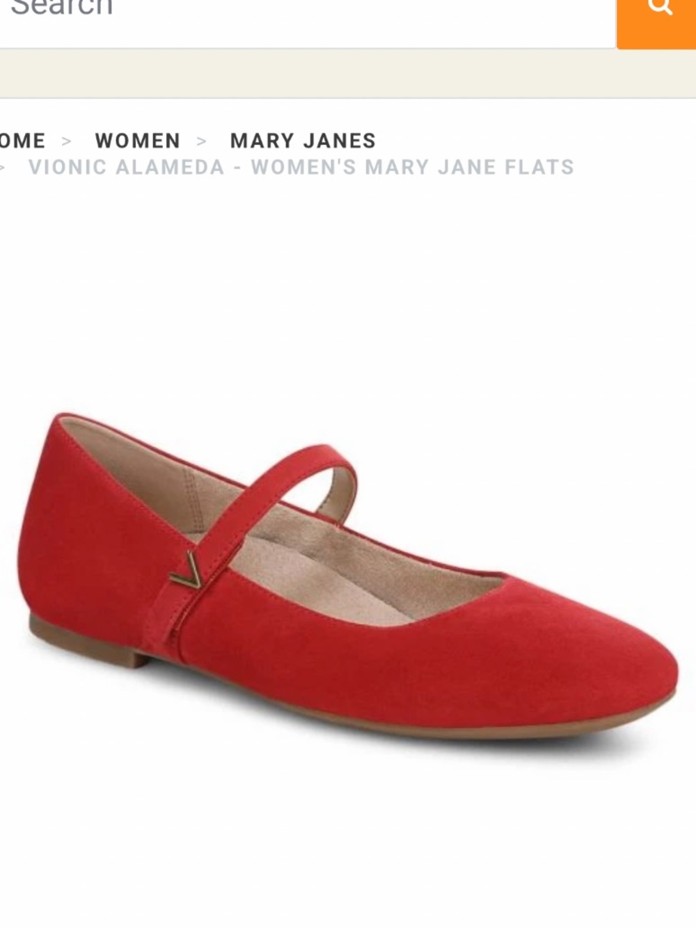 Vionic Red Mary Jane Suede Flats